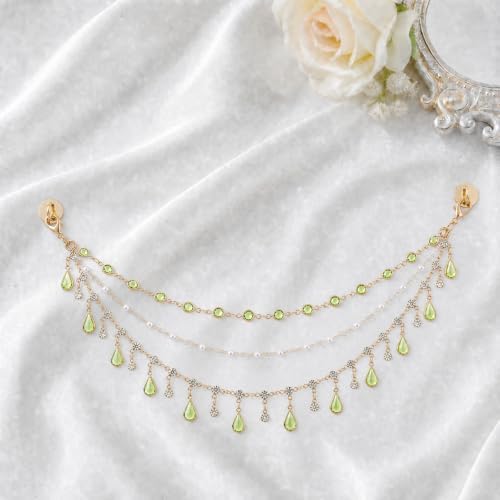Triple Layer Water Drop Zircon Rear View Mirror Charm Green Car Hanging - Image 7