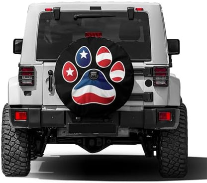 American Flag Dog Paw Spare Tire Cover by Foruidea