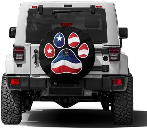 American Flag Dog Paw Spare Tire Cover by Foruidea