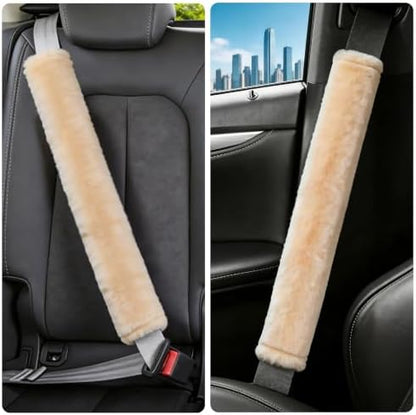 Amooca 25.6in Extra Long Furry Universal Car Seatbelt Cover Shoulder Pad - Image 6