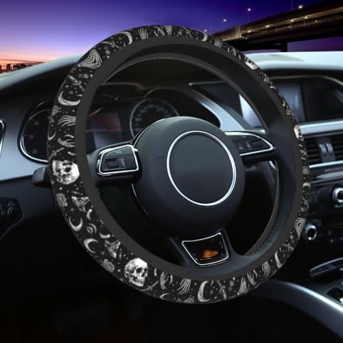 Horror Steering Wheel Cover Skull 15In + 2 Horror Skull Car Cup Coasters - Image 4