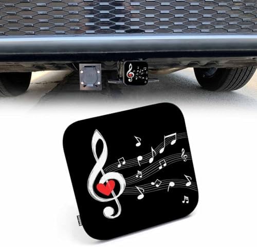 Auto Hitch Cover for Trucks Music Notes, Swirl Treble Love Music Sheet Notes by Beabes