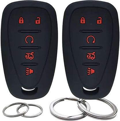 2 Pcs Silicone 5 Buttons Key Fob Cover Remote Case Keyless Protector Compatible by GFDesign