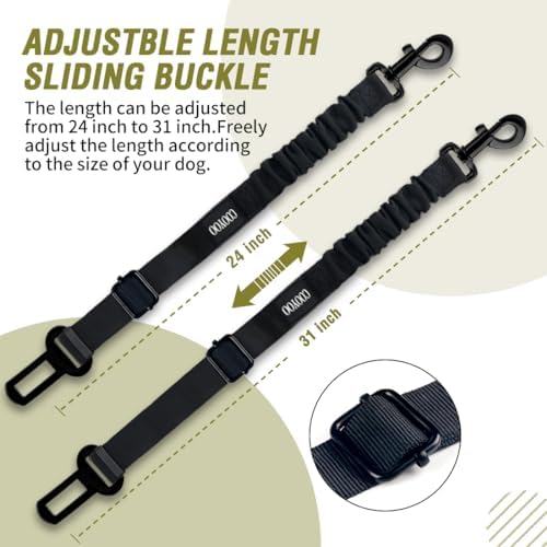 COOYOO Dog Seat Belt, 3 Piece Set Retractable Dog Car Adjustable Seatbelts - Image 5