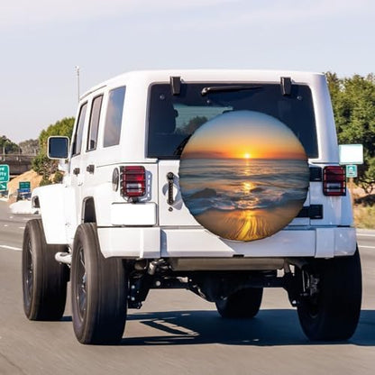 Colorful Sun Over The Sea Waves Reflections Tropics Spare Tire Cover Dust-Proof - Image 3