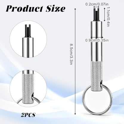 2 PCS Valve Stem Installation Tool Keychain Stainless Steel Tire Valves Core - Image 2