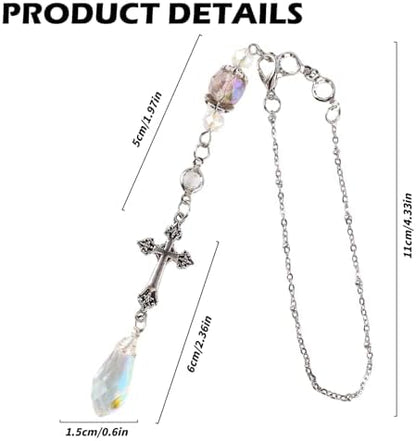 Healing Crystal Rearview Mirror Charm Cross Christian Suncatcher - Image 5