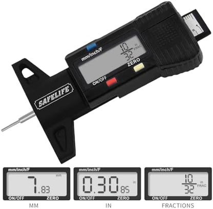 SAFELIFE Digital Tire Tread Depth Gauge, 3 Modes-Fractional Inch, Decimal Inch - Image 2