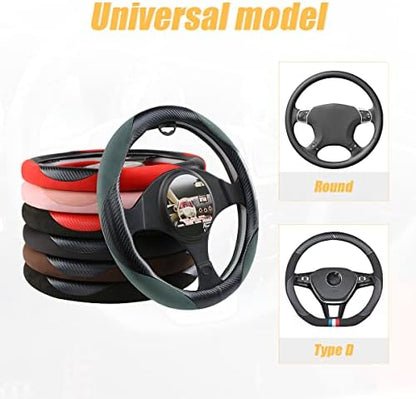 Moly Magnolia 15 Inch Car Steering Wheel Cover, Carbon Red/Black - Image 3
