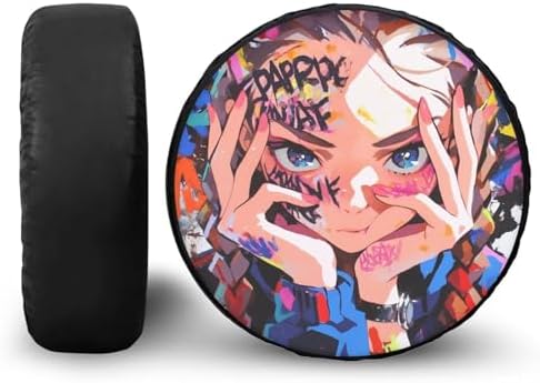 Anime Girl Spare Tire Cover PU Leather, Wheel Protectors Universal by YGFLPPV