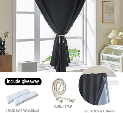 AJAZZ 100% Blackout Shades Window Cover Self Adhesive Curtains Sticky Curtain - Image 2