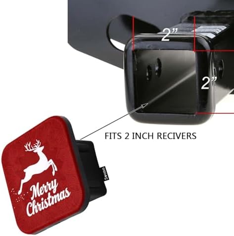 Swono Merry Christmas Trail Hitch Cover, Flying Deer Moose Floral 2 Inches Tow - Image 3