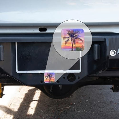 Hitch Cover Fits for 2-Inch Hitch, Watercolor Palm Tree at Sunset by The Sea - Image 5
