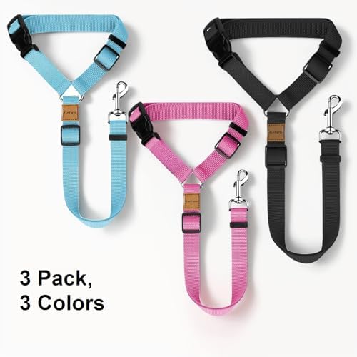 3 Pack Dog Seat Belt for Car, Car Headrest Restraint Adjustable Nylon Fabric - Image 2