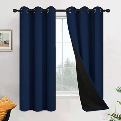 Yakamok Navy Blue 100% Blackout Curtains 63 Inches Long 42" Wide, 2 Panels by Yakamok