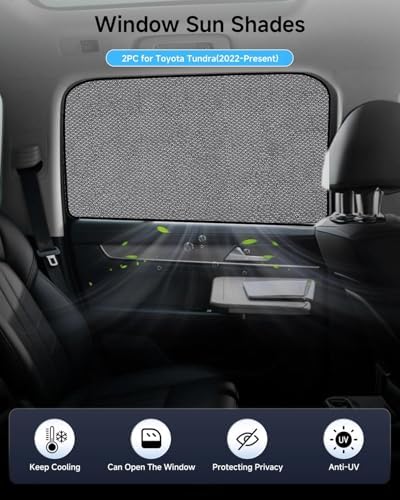 Car Window Shade for Toyota Tundra 2022-Present, 2 Pack UV & Glare Protection - Image 2