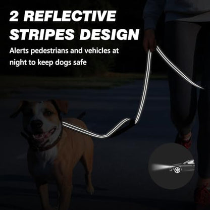 Double Handle Dog Leash with Poop Bag Holder and Car Seat Belt Buckle - Image 6
