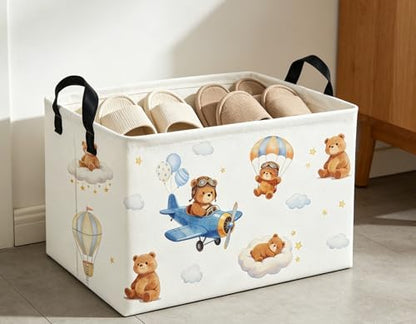 Rectangle Kids Baskets Bear Basket Cute Storage Bin Organizer Boys Box - Image 5
