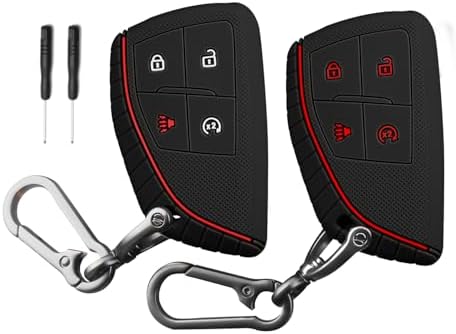 QBUC 2 Pcs for Chevy Key Fob Cover, 4 Buttons Silicone by QBUC