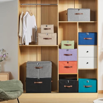 Storage Bins with Zipper Lids Decorative Lidded Baskets Boxes - Image 6