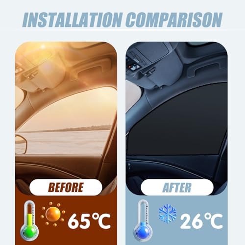 Tesnaao 4 PCS Car Side Window Sun Shade Replacement, 33CM x 48CM x 62CM Front - Image 5