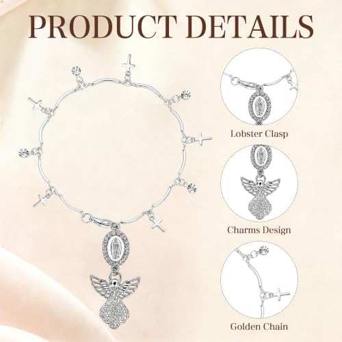 Virgin Mary Angel Tassel Car Charm, Rear View Mirror Pendant - Image 3