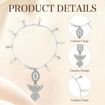 Virgin Mary Angel Tassel Car Charm, Rear View Mirror Pendant - Image 3