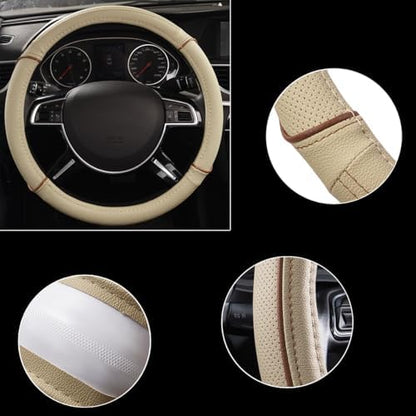 CAR PASS Line Rider Universal Fit Delux Leather Steering Wheel Cover, - Image 5