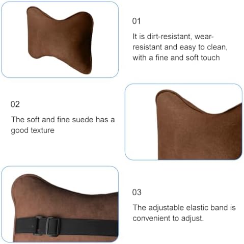 Car Headrest Pillow, Suede Soft Comfortable Breathable Vehicle Seat Neck - Image 3