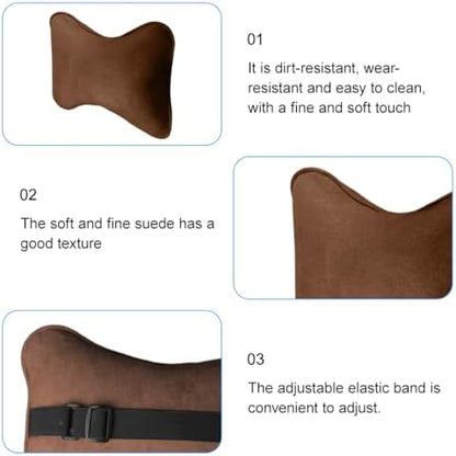 Car Headrest Pillow, Suede Soft Comfortable Breathable Vehicle Seat Neck - Image 3