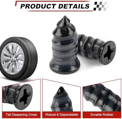 Rindion 30PCS Tire Repair Rubber Nail Kit, Self-Service Tire Repair Screws - Image 3