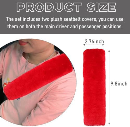 2 PCS Seat Belt Shoulder Pads, Soft Fluffy Plush Seat Belt Shoulder Strap Covers - Image 2