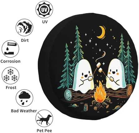 Ghost Roasting Marshmallows Spare Tire Cover Waterproof Wheel Cover 17 Inch - Image 6