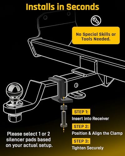 Wyckoff 2" Anti-Rattle Hitch Clamp, Heavy-Duty Tightener & Hitch Stabilizer - Image 2