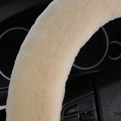 OGLAND Fuzzy Sheepskin Car Steering Wheel Cover - Image 5