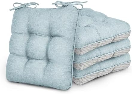 Love's cabin Memory Foam Chair Cushions Set of 4, 19 Inch, Light Blue by Lovescabin