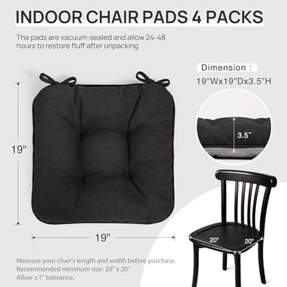 Love's cabin Memory Foam Chair Cushions Set of 4, 19 Inch - Image 2