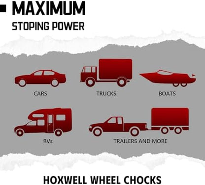 HOXWELL Wheel Chocks for Travel Trailers, 2 Pair Non Slip Red Wheel Wedge - Image 5