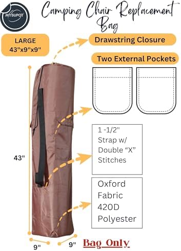 43"x9"x9" Replacement Bag for Folding Camping Chair, Camp Chairs, Yoga Mat - Image 3