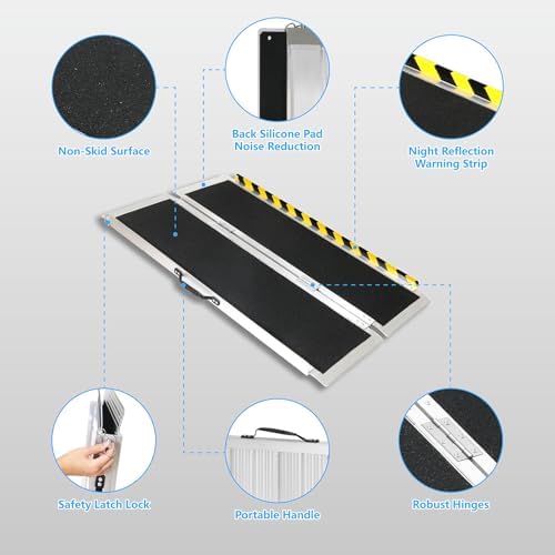 4FT Portable Wheelchair Ramp, Non-Slip Aluminum Folding Handicap Ramp, 800 LBS - Image 4
