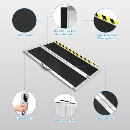 4FT Portable Wheelchair Ramp, Non-Slip Aluminum Folding Handicap Ramp, 800 LBS - Image 4