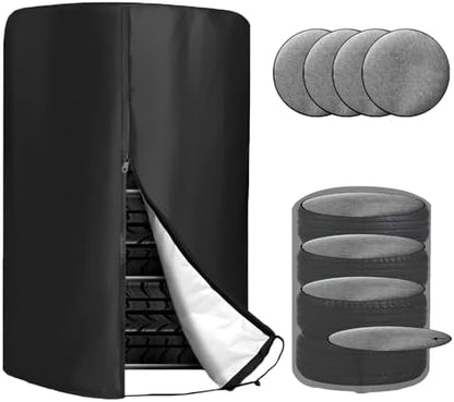 Tire Cover with 4 Felt Pads, Waterproof 420D Oxford Spare Tire Storage Bag with by Unknown