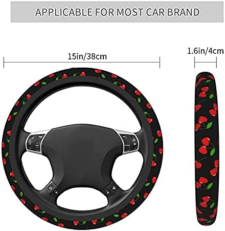 Red Hearts Cherry Steering Wheel Covers Non Slip Neoprene Steering Wheel - Image 4