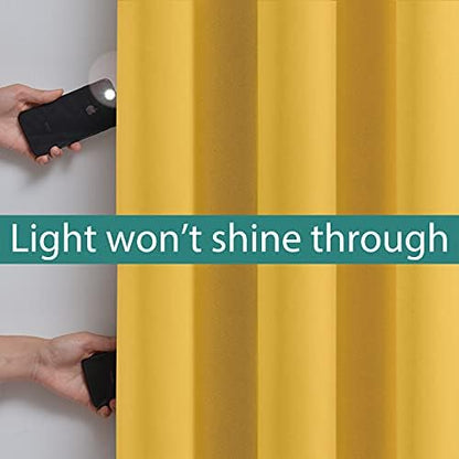 Yakamok Mustard Yellow Blackout Curtains Panels 84 Inches Long - Image 3