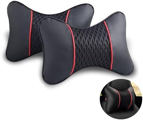 2 Packs Car Neck Pillows Dual-Side PU Leather Car Headrest Support by VVHOOY