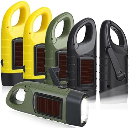 6 Pack Hand Crank Flashlights Solar Powered Flashlight by Mudder