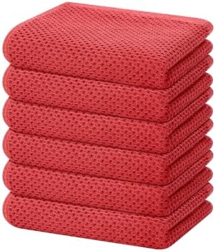 Homaxy 100% Cotton Waffle Weave Kitchen Dish Towels 6-Pack, Brick Red by Homaxy