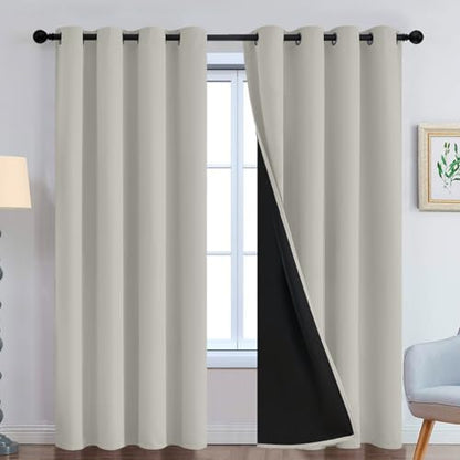 Yakamok Cream Beige 100% Blackout Curtains 84 Inches Long 52" Wide 2 Panels by Yakamok