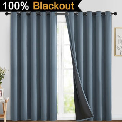 Yakamok Stone Blue 100% Blackout Curtains 84 Inches Long 70" Wide 2 Panel - Image 2
