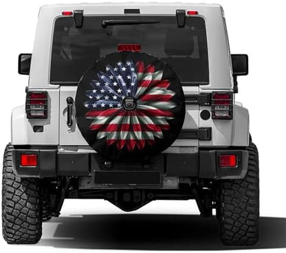 KiuLoam Artistic American Flag Flower Spare Tire Cover by KiuLoam
